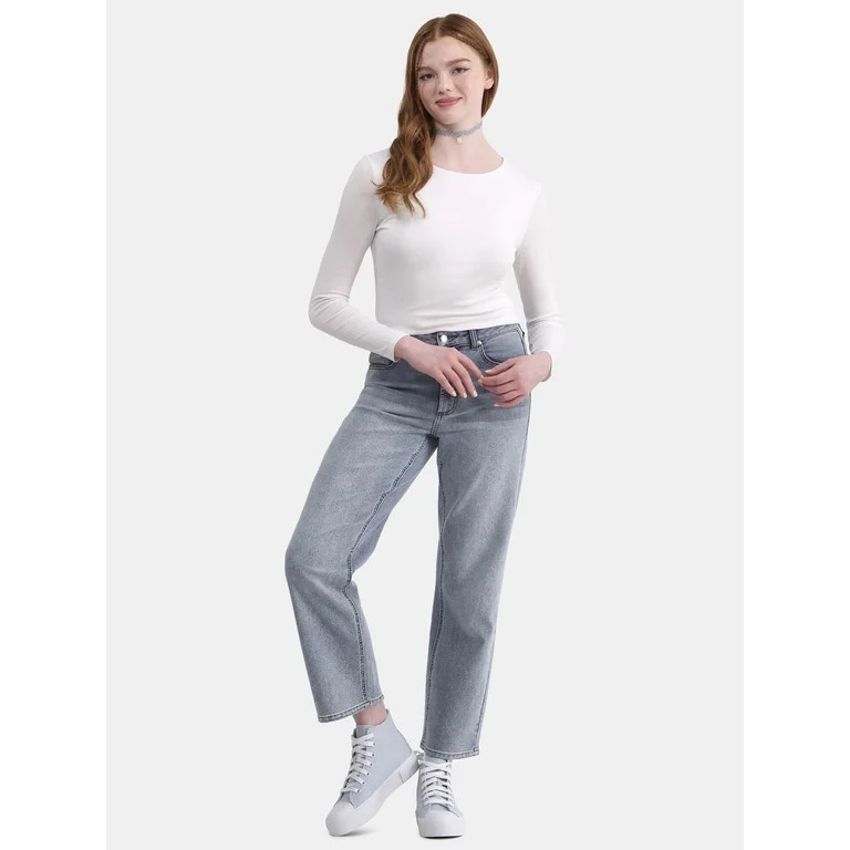 No Boundaries Double Layer Crew Tee, Women's | Walmart (US)