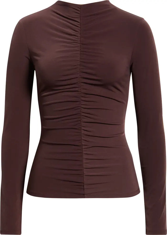 Open Edit Shirred Mock Neck Top | Nordstrom | Nordstrom