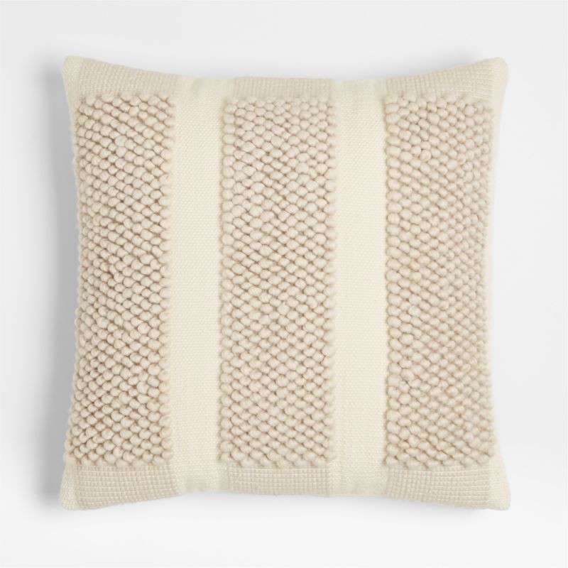 Bubble Handwoven Wool 23"x23" Striped Ivory Throw Pillow Cover + Reviews | Crate & Barrel | Crate & Barrel