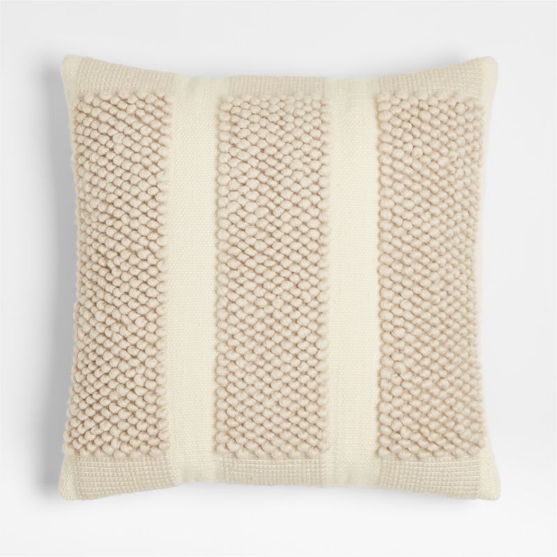 Bubble Handwoven Wool 23"x23" Striped Ivory Throw Pillow Cover + Reviews | Crate & Barrel | Crate & Barrel