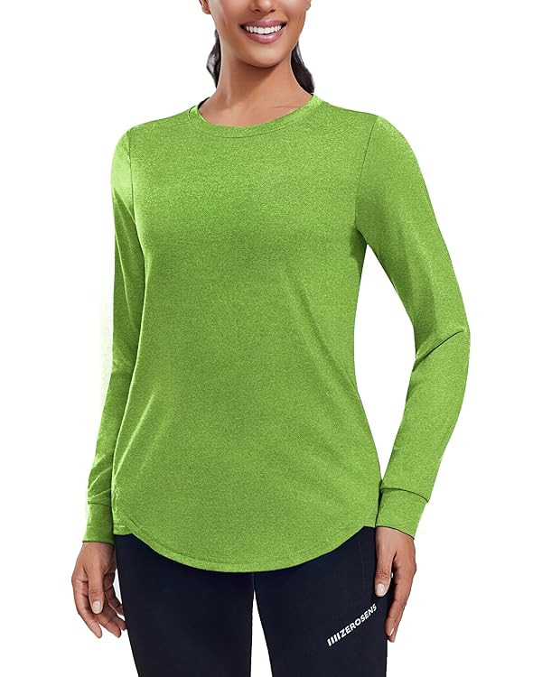 PINSPARK Long Sleeve Workout Tops, Crewneck Sport T-Shirt | Amazon (US)
