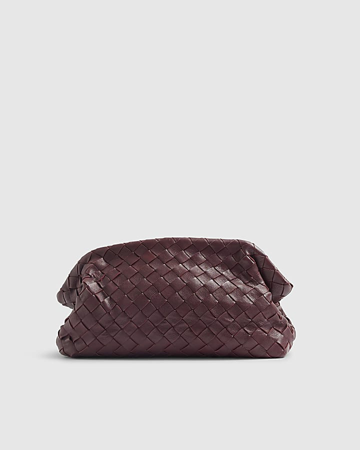 RI Studio Red Woven Leather Clutch Bag | River Island UK & IE