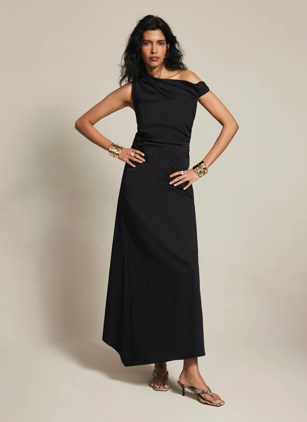 Black One Shoulder Maxi Dress | Mint Velvet