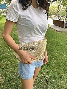 Straw Clutch Summer Evening Handbag Beach Purse Woven Straw Bag Envelope Clutch Purse for Women | Amazon (US)