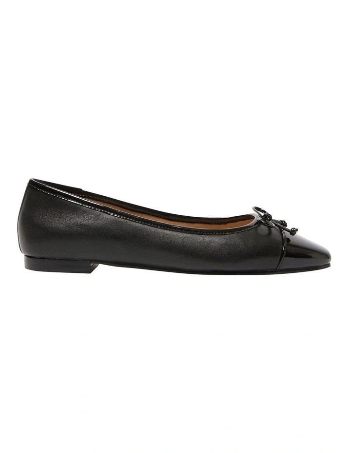 Trella Leather Ballet Flats in Black Patent | Myer