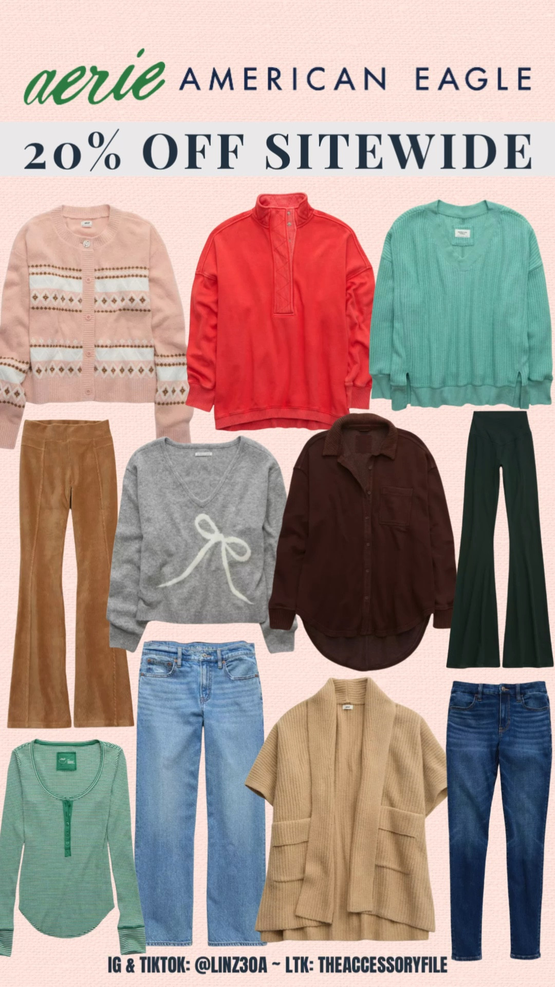 Enjoy 20% off SITEWIDE at Aerie & American Eagle - click any item linked below to access the sale, click COPY PROMO CODE, then SHOP NOW, add things to your cart, and remember to paste the code at checkout! 

Fall fashion 

#LTKFindsUnder50 #LTKFallSale #LTKHalloween