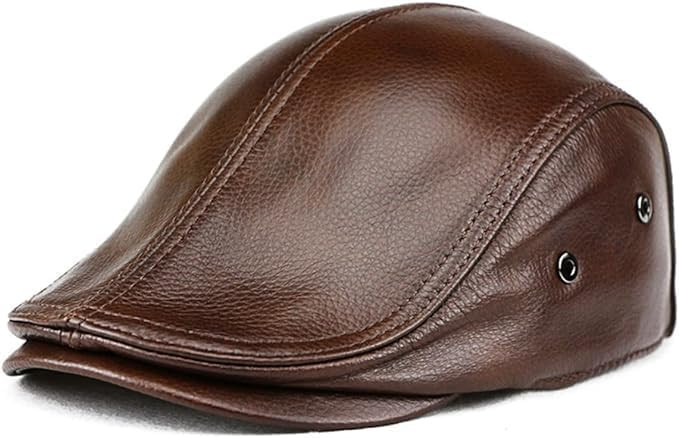 Men's Adjustable Newsboy Hat Beret Hat Driving Hunting Fishing Hat Genuine Leather Ivy Cap Fashio... | Amazon (US)