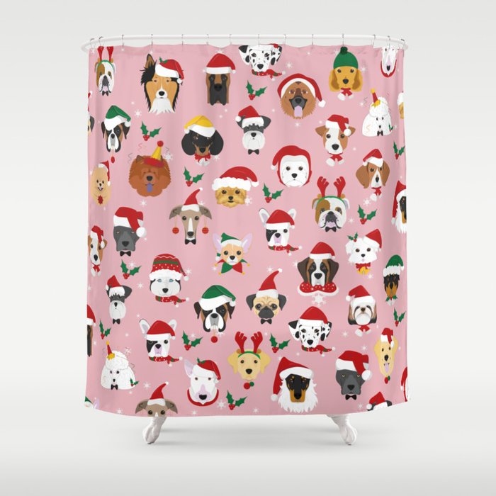 Christmas Dog Pattern Illustration Shower Curtain | Society6