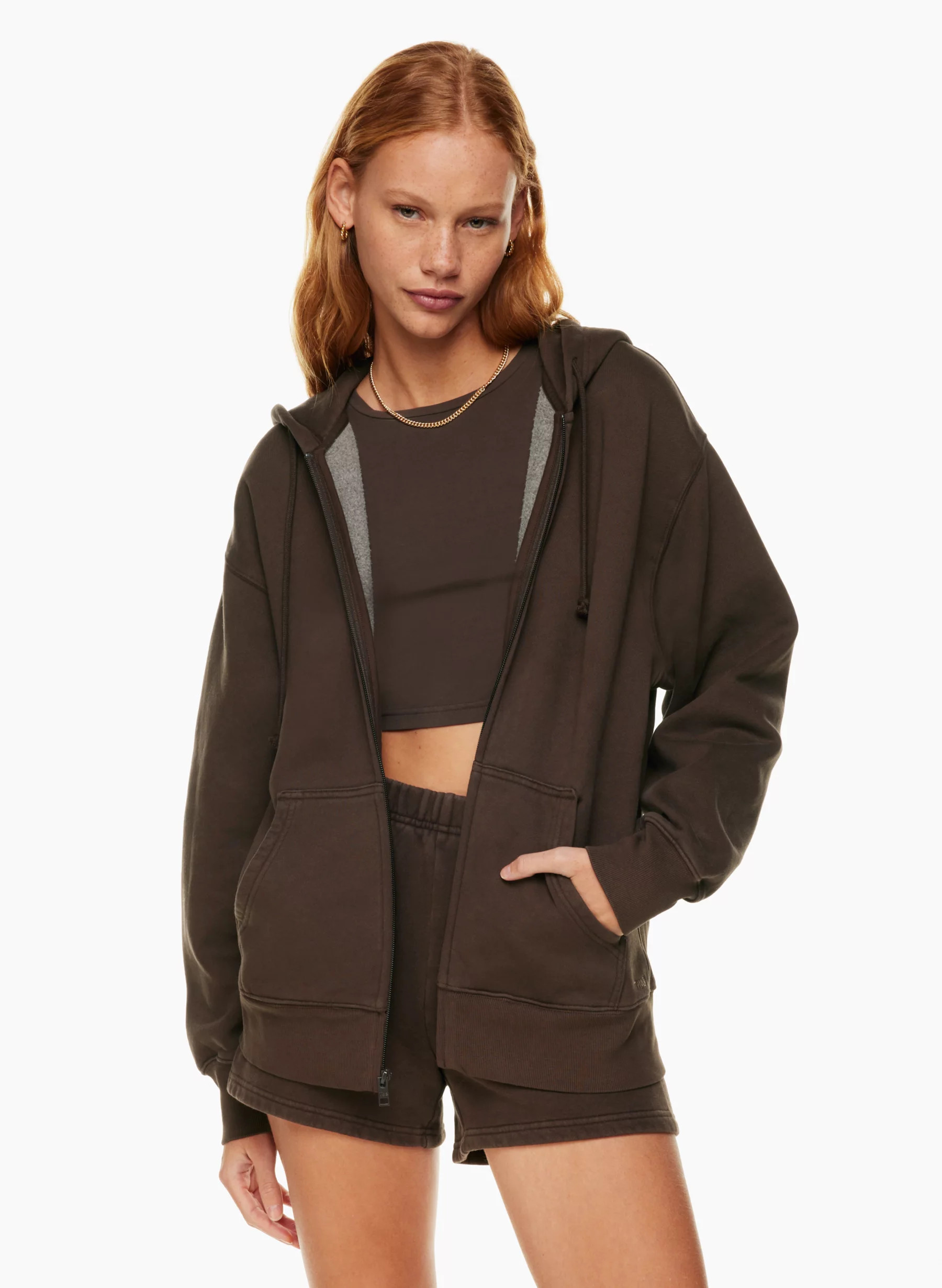 COZY FLEECE BOYFRIEND ZIP HOODIE | Aritzia
