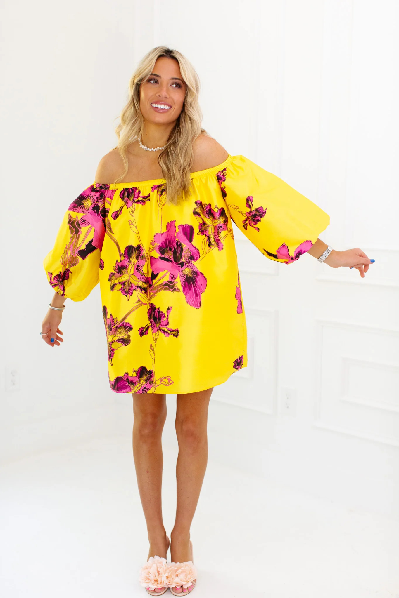 Beckett Mini Dress - Yellow/Pink | Triple Threads