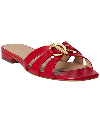 Lauren Ralph Lauren Women's Blaike Cross-Dyed Canvas Slide Sandals - Macy's | Macy's