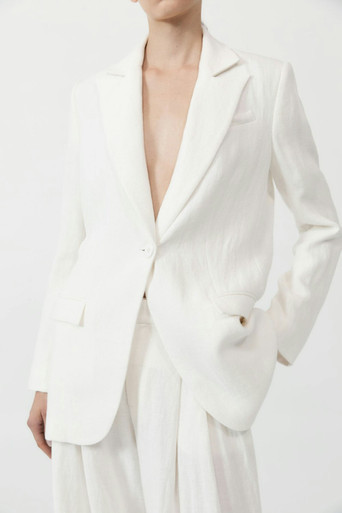 Tailored Linen Blazer - Ivory | The DOM (Australia & New Zealand)