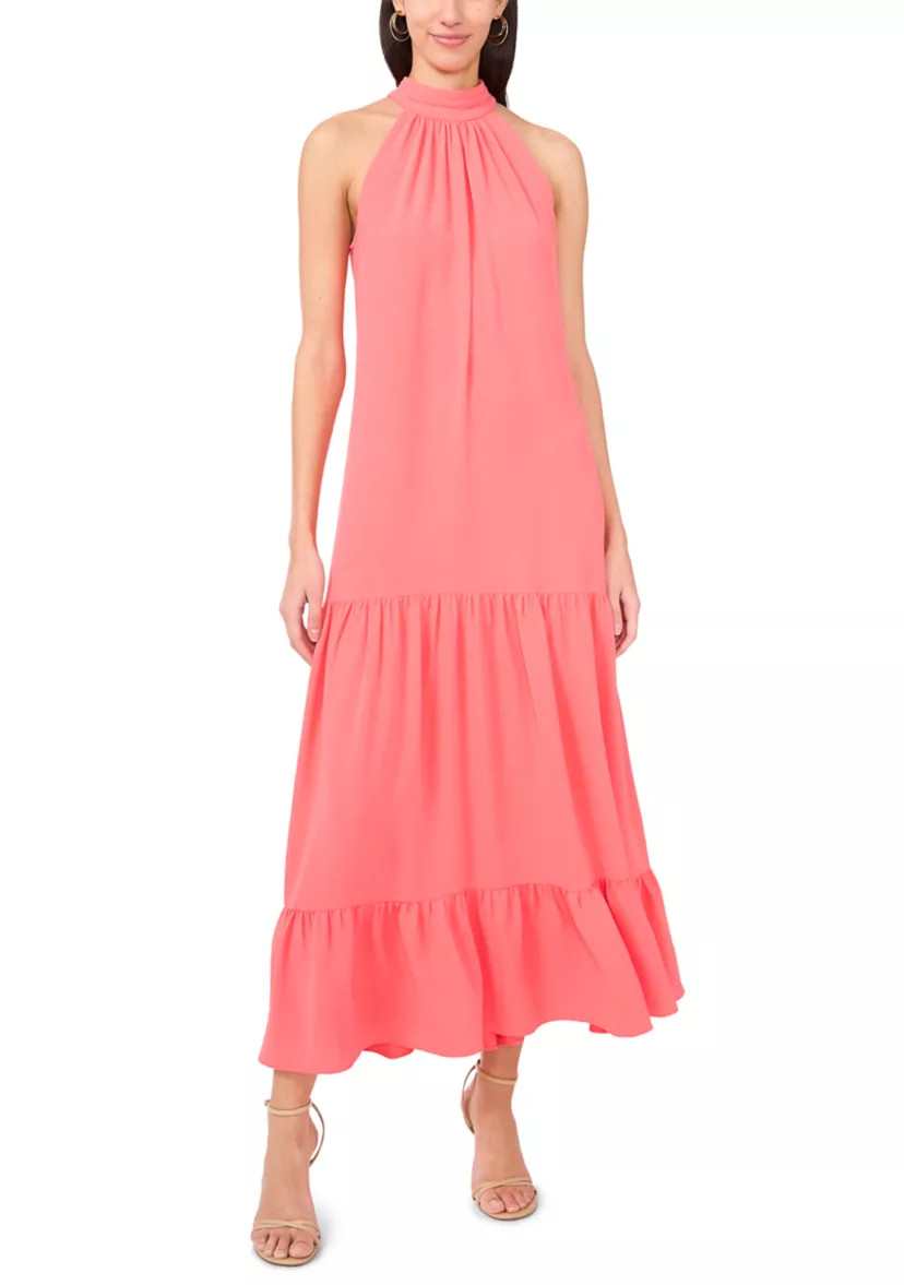 Women's Solid Halter Challis Dress | Belk
