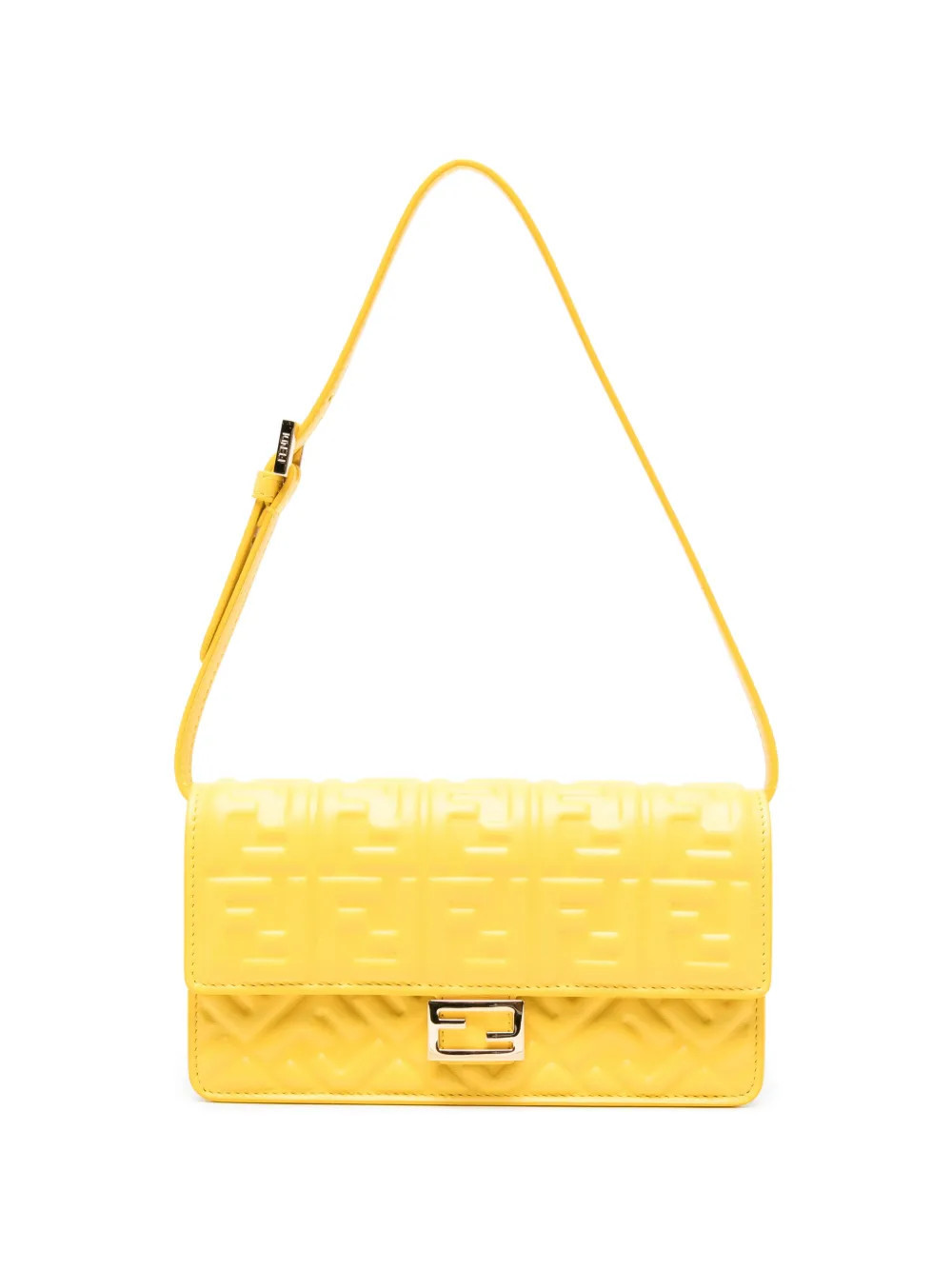 FENDI Baguette embossed leather tote bag - Yellow | Farfetch Global