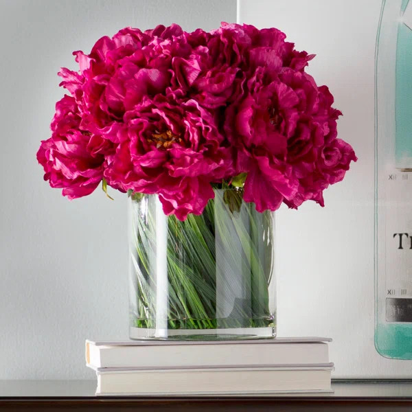 Peonies Floral Arrangement in Vase | Wayfair North America