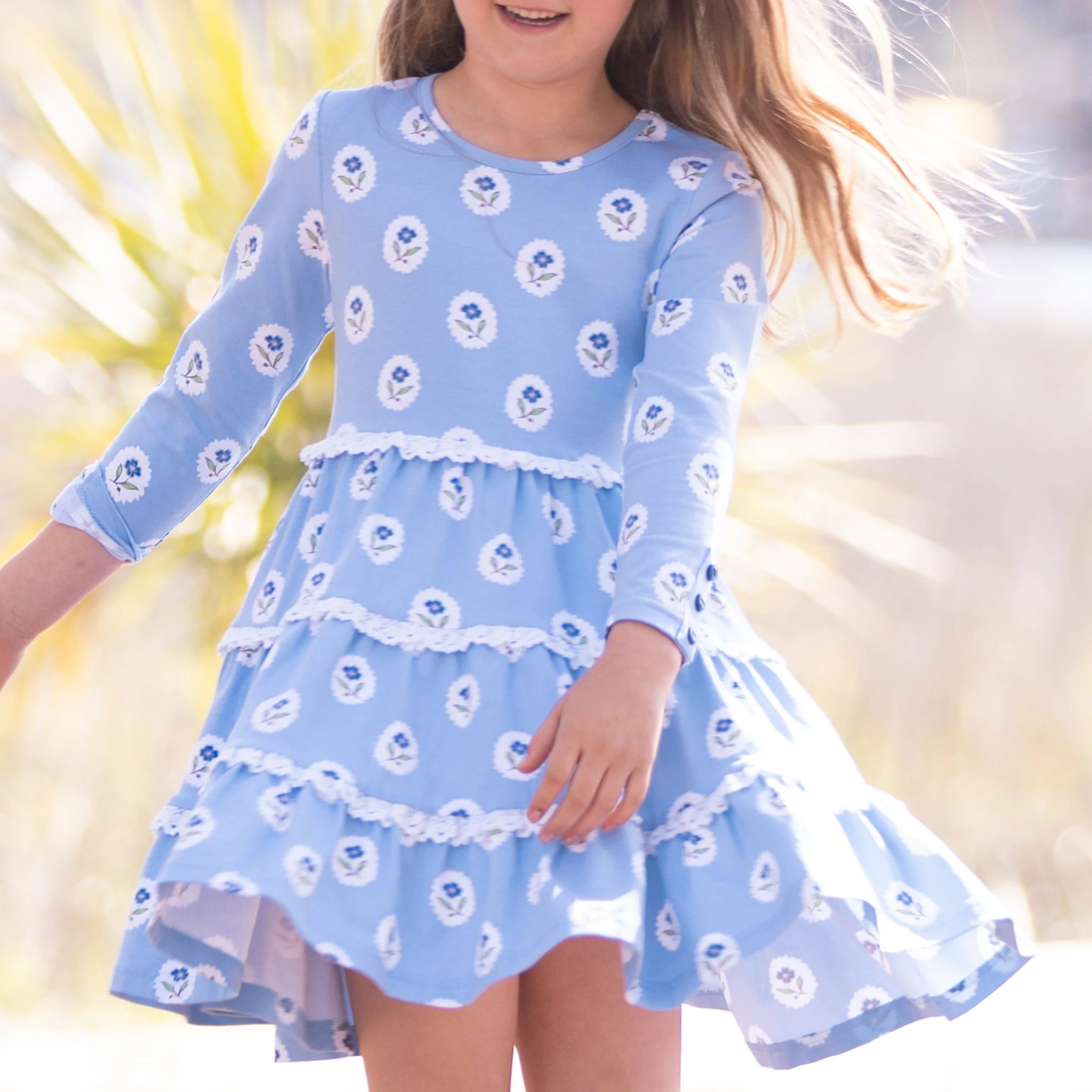 Girls Blueberry Pie Tier Dress - Shrimp and Grits Kids - Shrimp and Grits Kids | Shrimp and Grits Kids