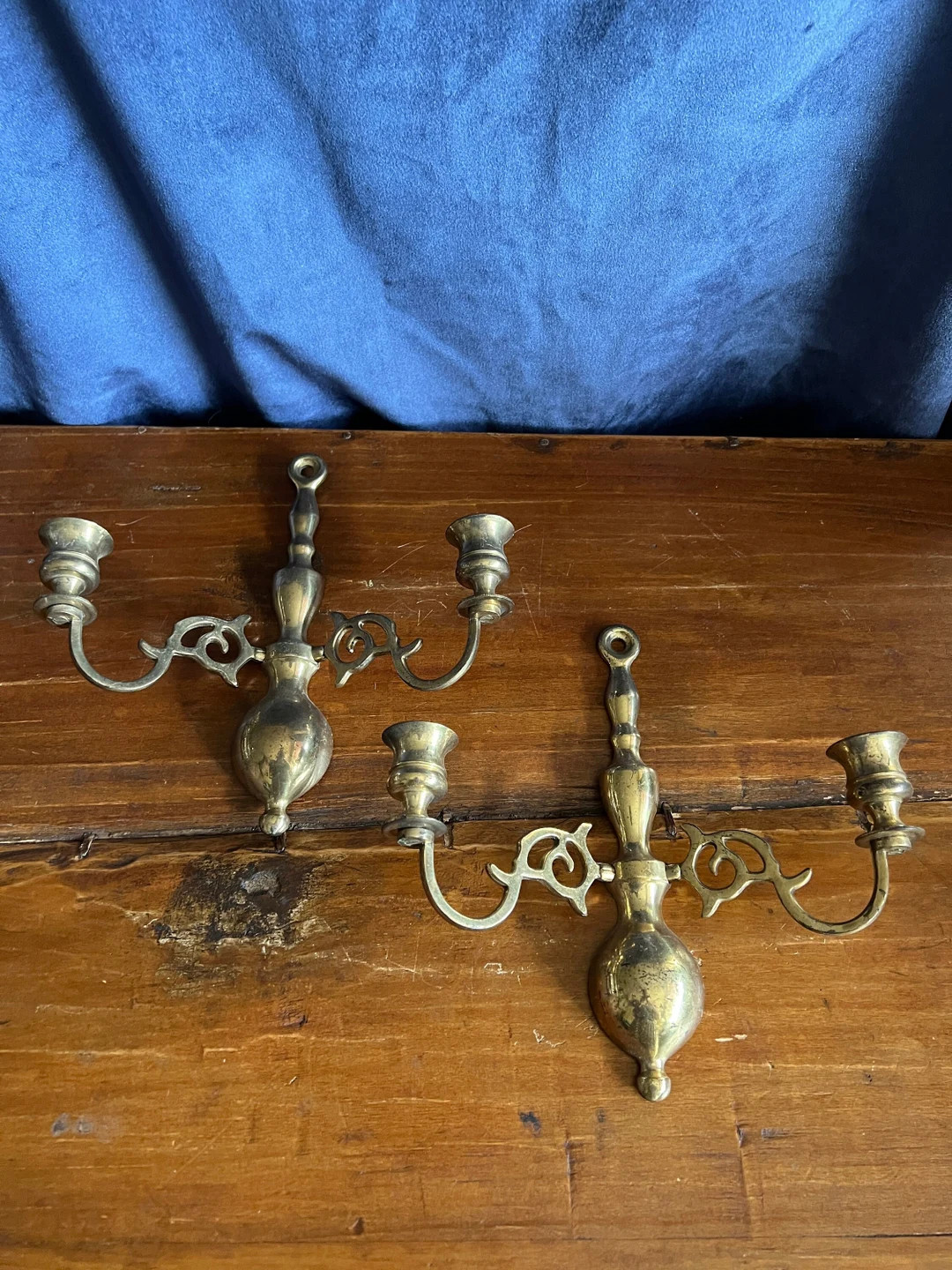 Pair of Curled Brass Candle Holder Wall Sconces - Etsy | Etsy (US)