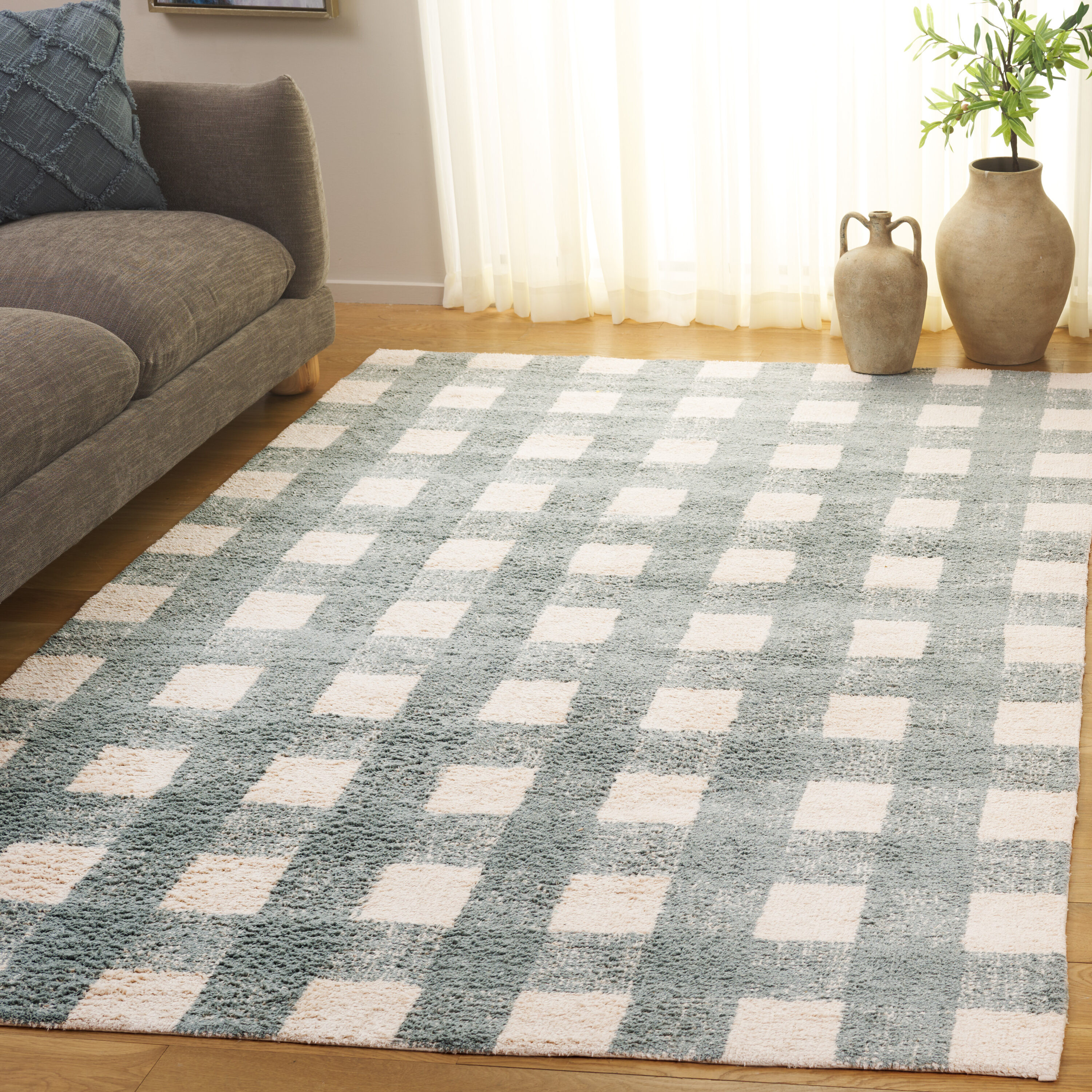 Safavieh Easy Care 216 Ivory/Teal Country Floral 5ft x 8ft Medium Rectangle Rug Cotton | ECR216J-5 | Lowe's