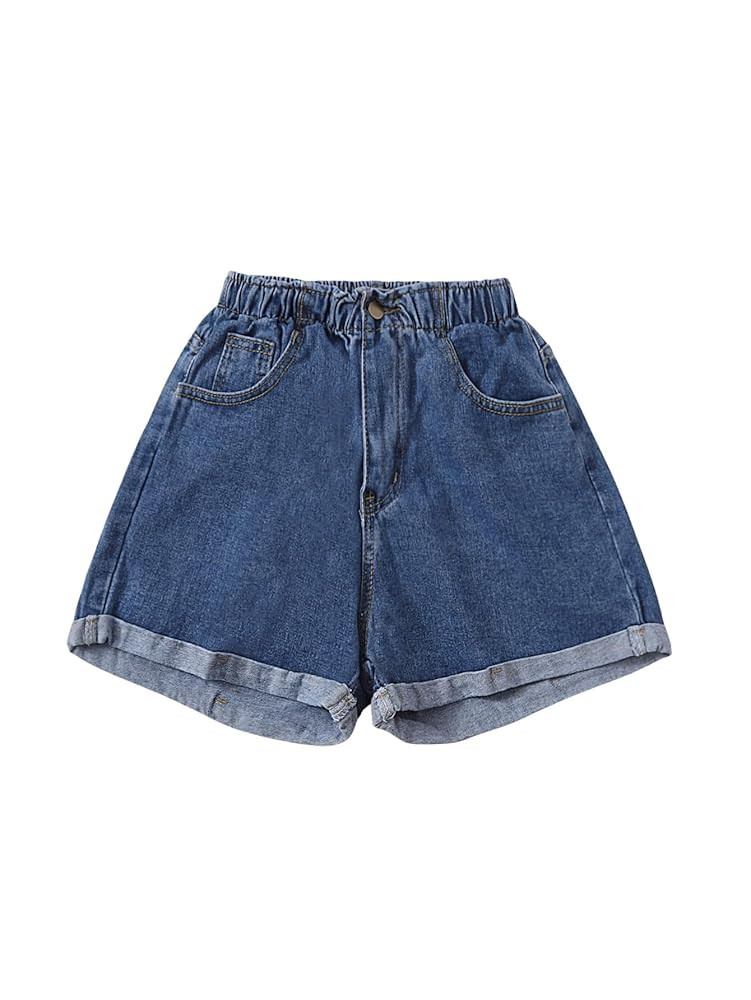 SOLY HUX Women's Denim Shorts Elastic High Waisted Straight Leg Casual Summer Jeans Shorts | Amazon (US)