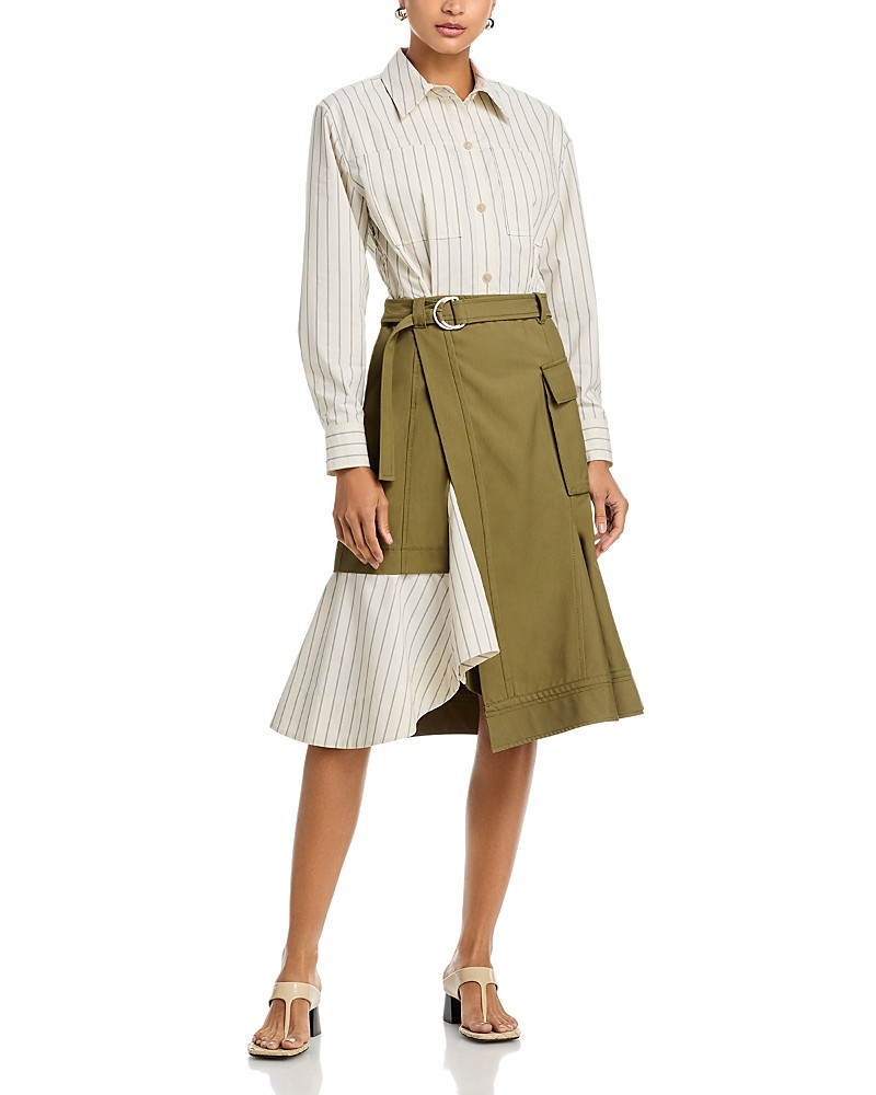 3.1 Phillip Lim Long Sleeve Combo Shirt Dress with Flounce | Bloomingdale's (US)