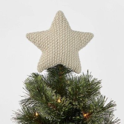 7.5in Unlit Knit Star Tree Topper Cream - Wondershop&#8482; | Target