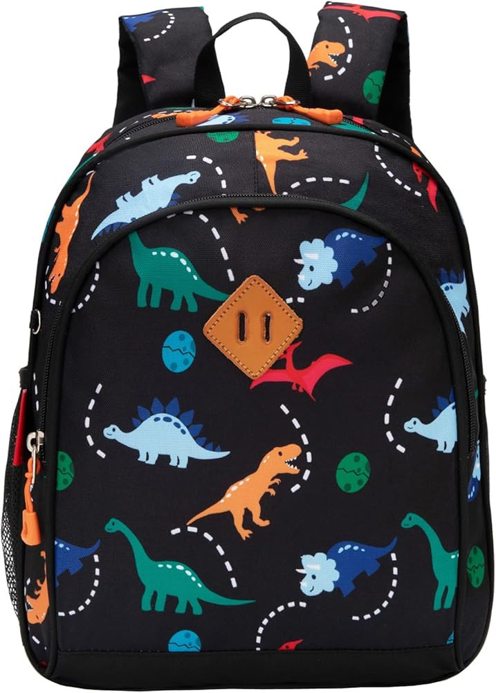 Toddler Backpack Boys, 15 Inch Kids Backpack for Preschool or Kindergarten, Dinosaur Black | Amazon (US)