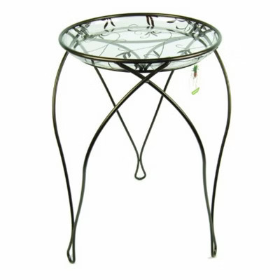 Plastec Elegance Metal Plant Stand with Decorative Plastic Saucer – Indoor or Outdoor Use, Dark Bronze, 21" | Target