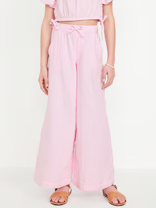 High-Waisted Chambray Wide-Leg Pants for Girls | Old Navy (US)