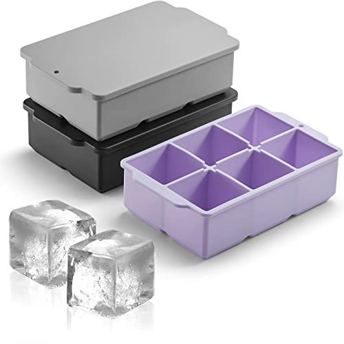 Nax Caki Large Ice Cube Tray with Lid, Stackable Big Silicone Square Ice Cube Mold for Whiskey Co... | Amazon (US)