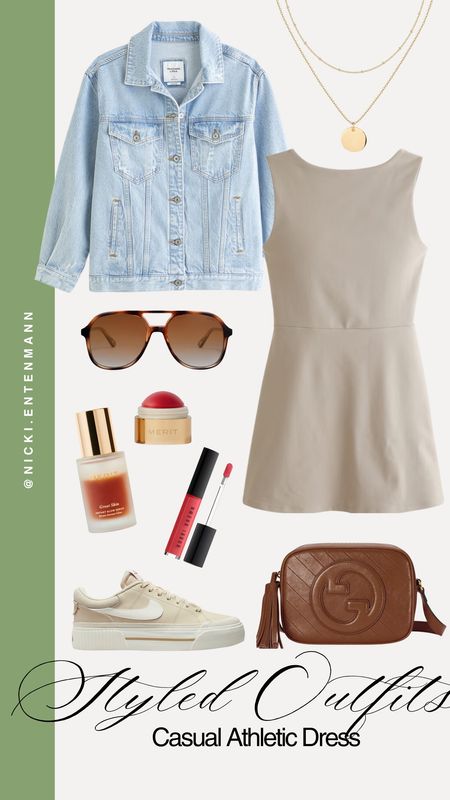 Casual athletic dress look featuring a jean jacket and my favorite makeup picks! 

Casual mom outfit, athletic dress, styling an athletic dress, spring style, mom style, spring trends 

#LTKSeasonal #LTKstyletip