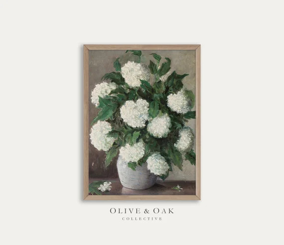 Hydrangea Painting / Antique Flower Art Print / Vintage - Etsy | Etsy (US)