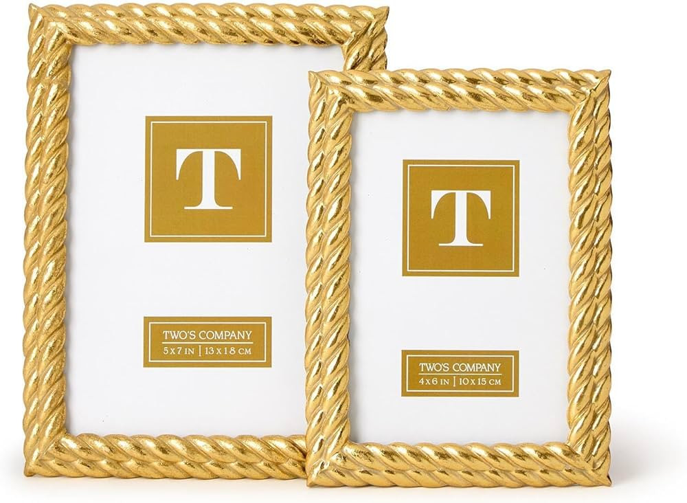 Two's Company Gold Double Rope Photo Frame, 8-Inch, Resin, Set of 2 | Amazon (US)