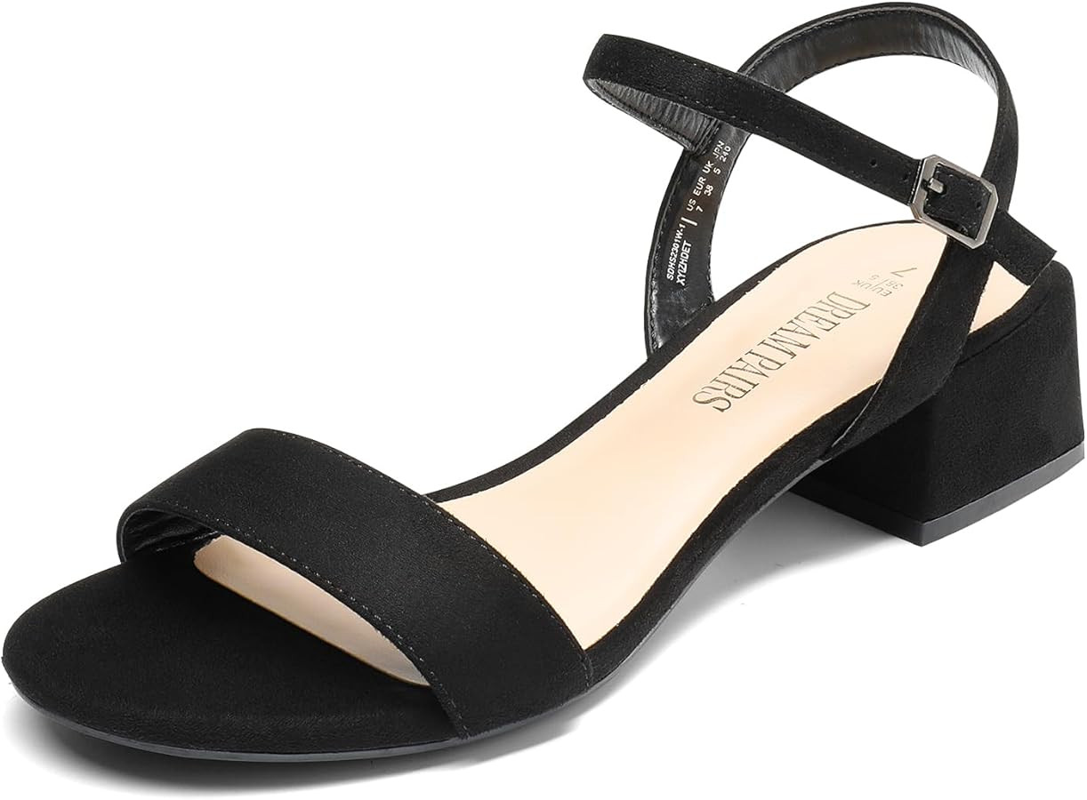 DREAM PAIRS Women's Low Heels for Women Classic Open Toe Ankle Strap Block Chunky Heel Sandals Ho... | Amazon (US)