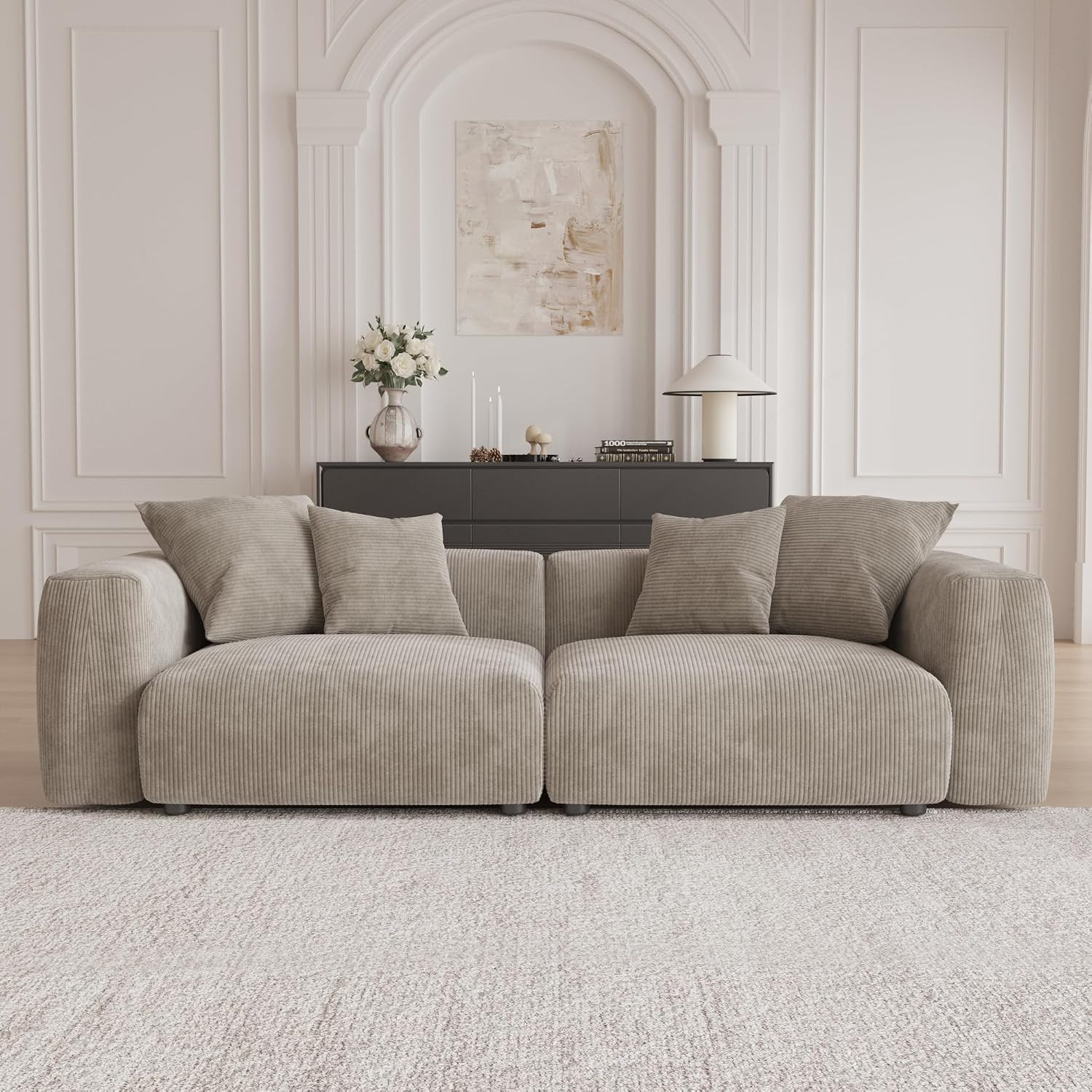 Sectional Couches for Living Room,102inch Cloud Couch Modular Sectional Sofa,Modern Corduroy Couch Love Seat,Cushion Covers Removable& Washable (Brown) | Amazon (US)