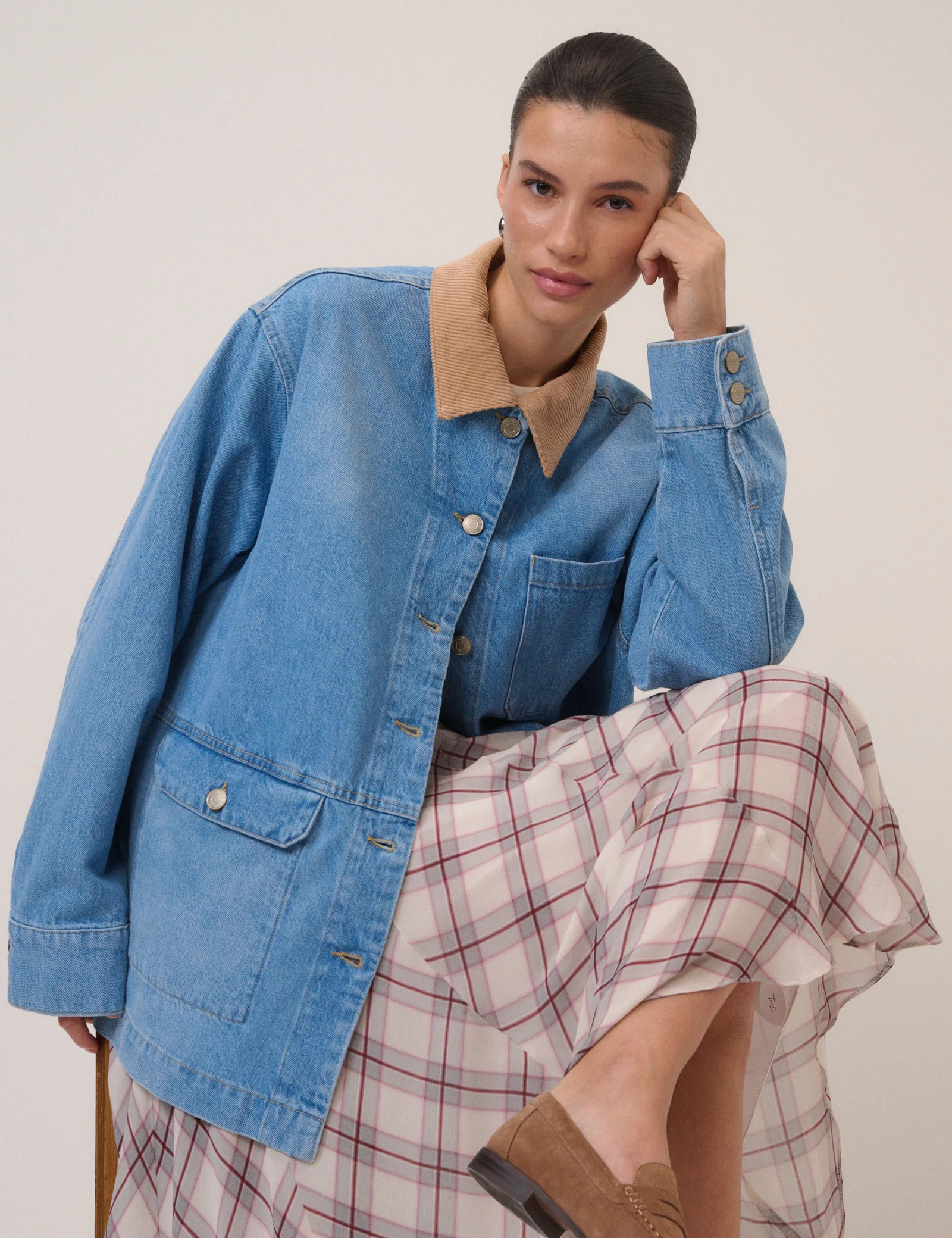 Blue Denim Cord Collar Jacket | Nobody's Child