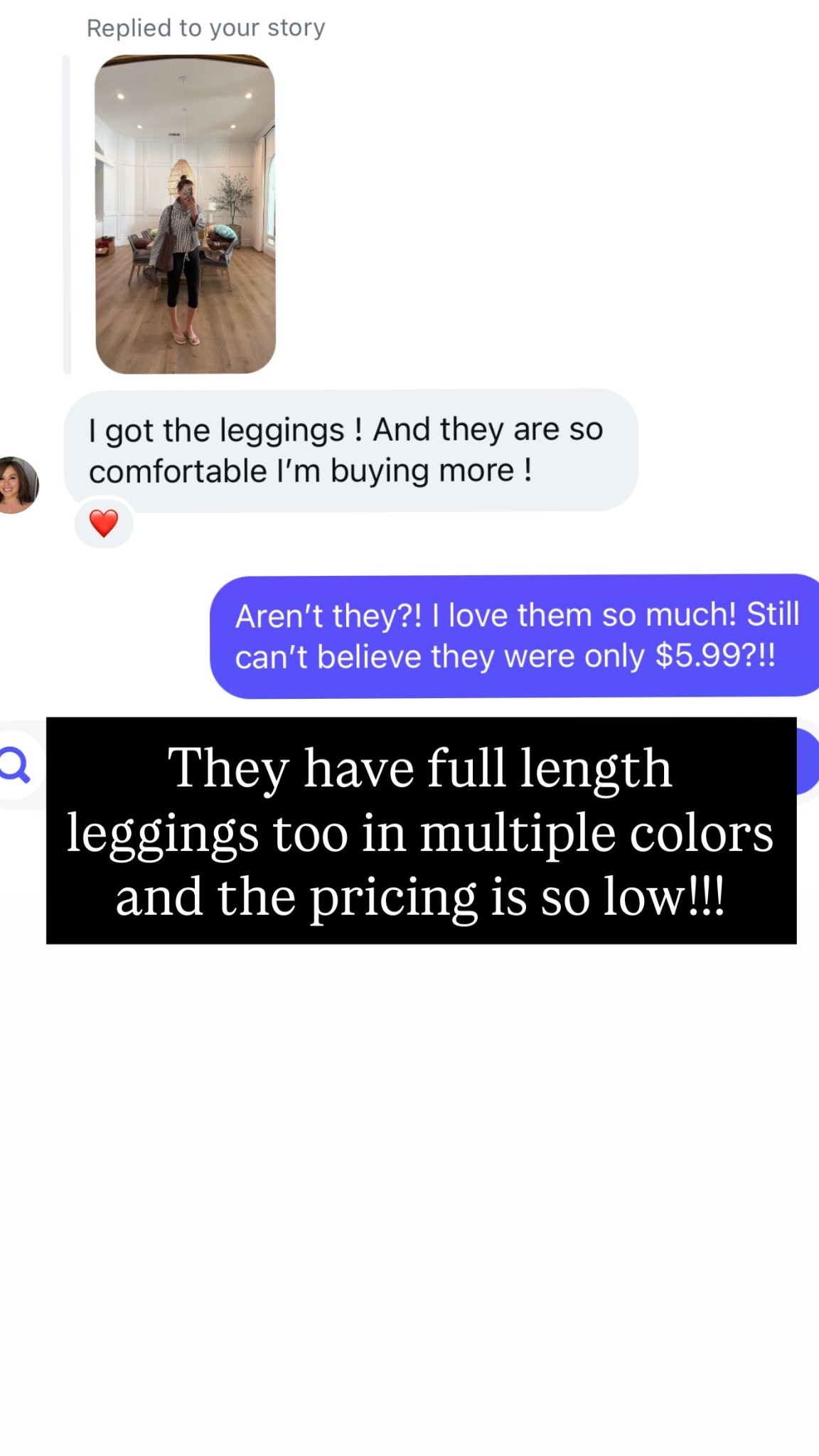 They have full length leggings too in multiple colors and the pricing is so low!!!