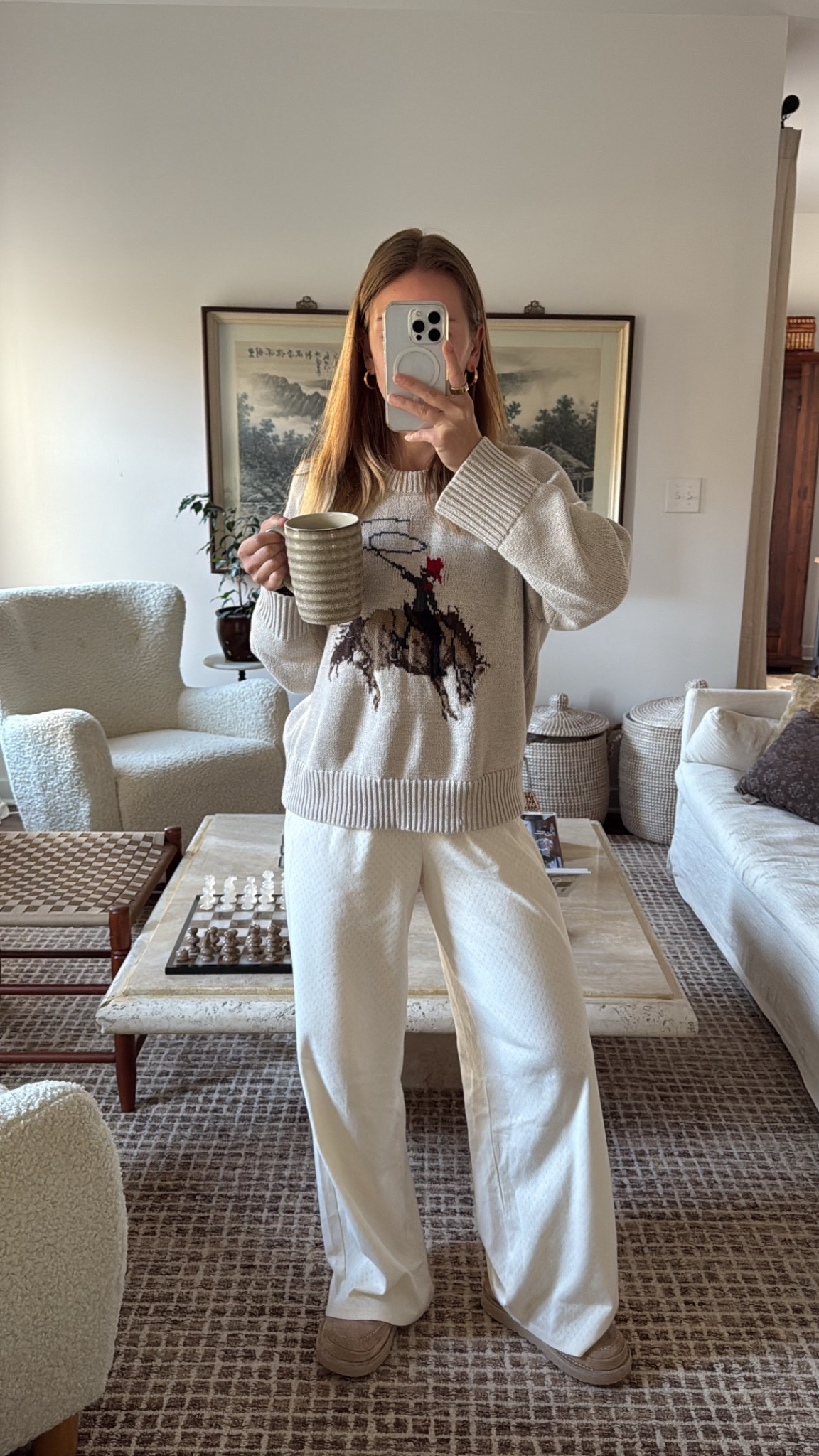 10/23/25 Starting the morning slow and cozy ☕️ Wearing my Abercrombie Rodeo sweater that everyone loves (I’m in a size medium) and my Sonderhaus pointelle lounge pants (size S) — the perfect cozy combo for fall mornings at home.

#LTKStyleTip #LTKSaleAlert #LTKSeasonal