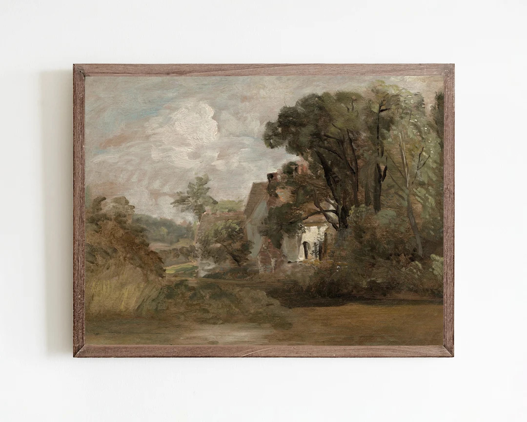Vintage English Cottage Landscape: Rustic Countryside Wall Art (Digital Download) | Etsy (US)