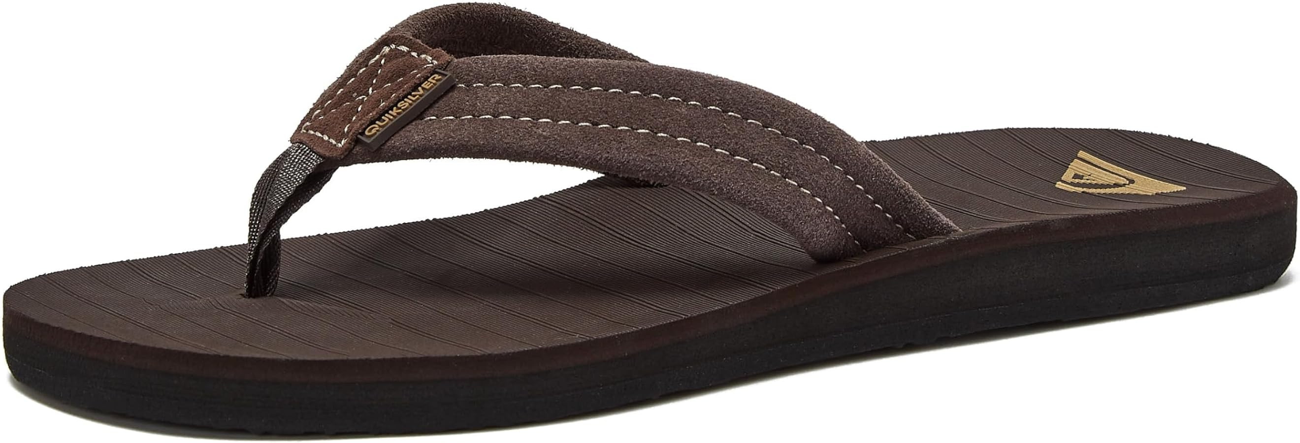 Quiksilver Carver Suede Flip Flops for Men, Arch Support Athletic Mens Sandals, Thong Mens Slides | Amazon (US)