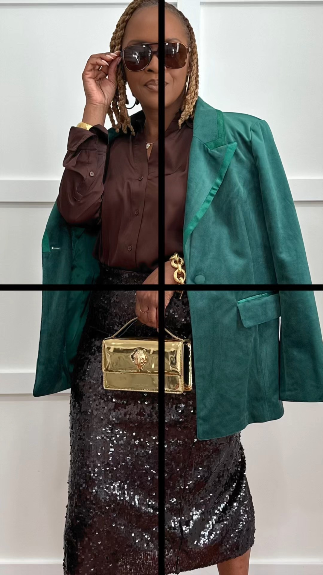 Holiday Party Dinner Outfit 
Mango Brown sequin midi skirt 
H&M Brown Button shirt 
Avec Le Filles Green Blazer
Nordstrom Heels
Kurt Geiger Metallic Gold bag
Julie Vos Jewelry 
Amazon Sunnies 
Lip Bar Kit

#LTKFindsUnder50 #LTKHoliday #LTKOver40