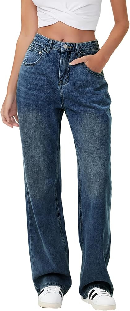 HDLTE Baggy Stretchy Jeans for Women High Waisted Trendy Wide Leg Jeans Boyfriend Denim Pants wit... | Amazon (US)