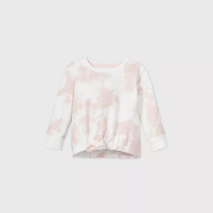 Grayson Mini Toddler Girls' Tie-Dye Tie-Bottom Sweatshirt - Pink | Target