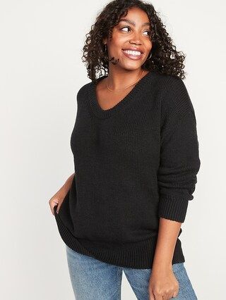 Oversized Voop-Neck Cotton Tunic Sweater for Women | Old Navy (US)