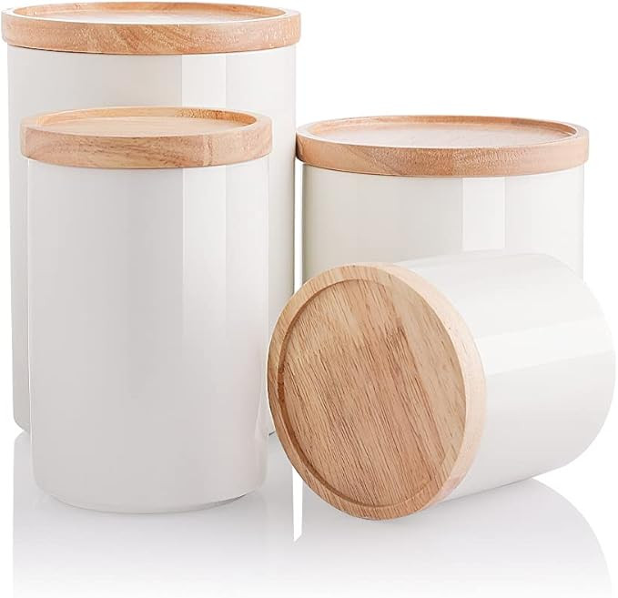 Amazon.com: SWEEJAR Kitchen Canisters Ceramic Food Storage Jar Set, Stackable Containers with Air... | Amazon (US)