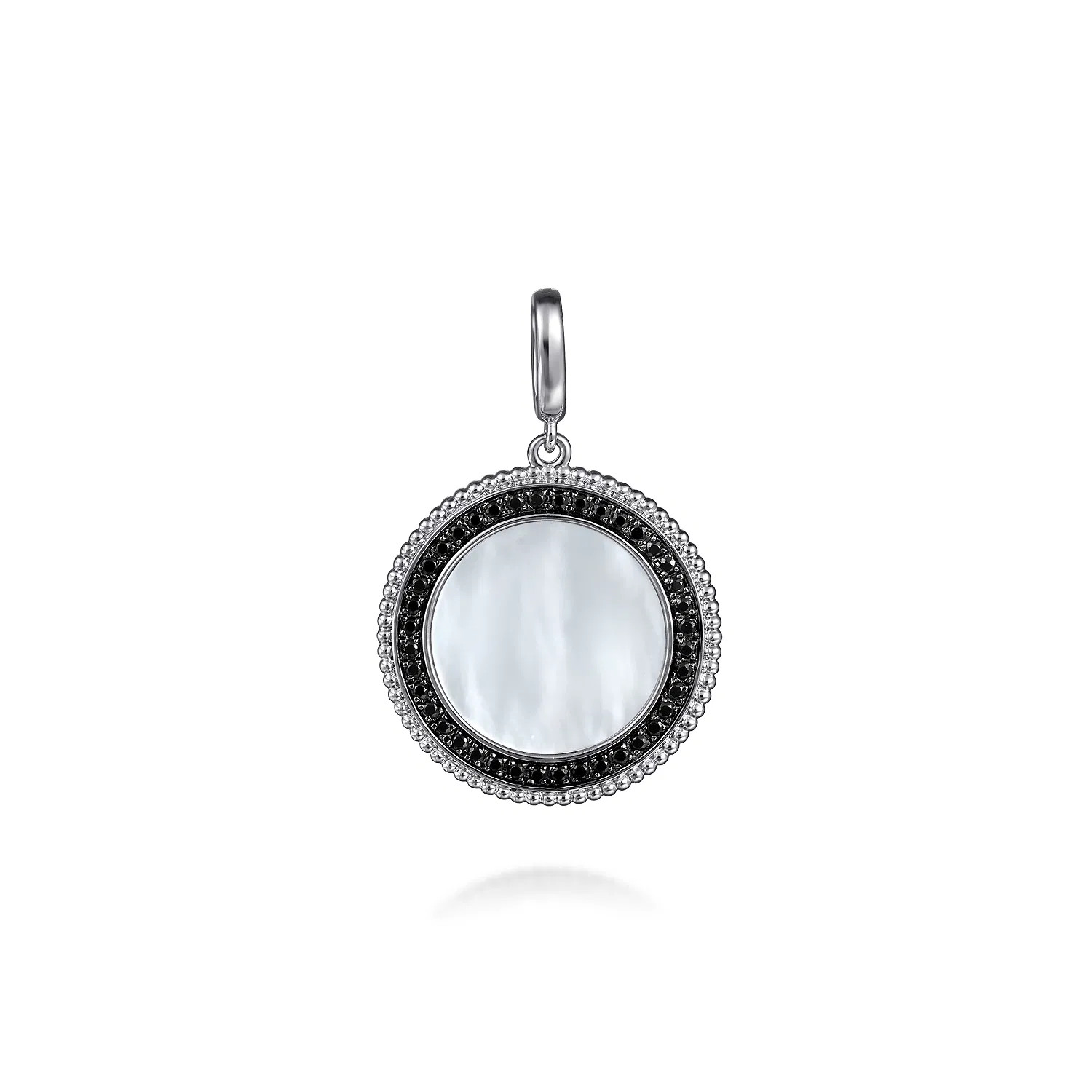 925 Sterling Silver White Mother Pearl and Black SpinelBujukan Medallion Pendant in size 24mm | Gabriel & Co. Fine Jewelry And Bridal