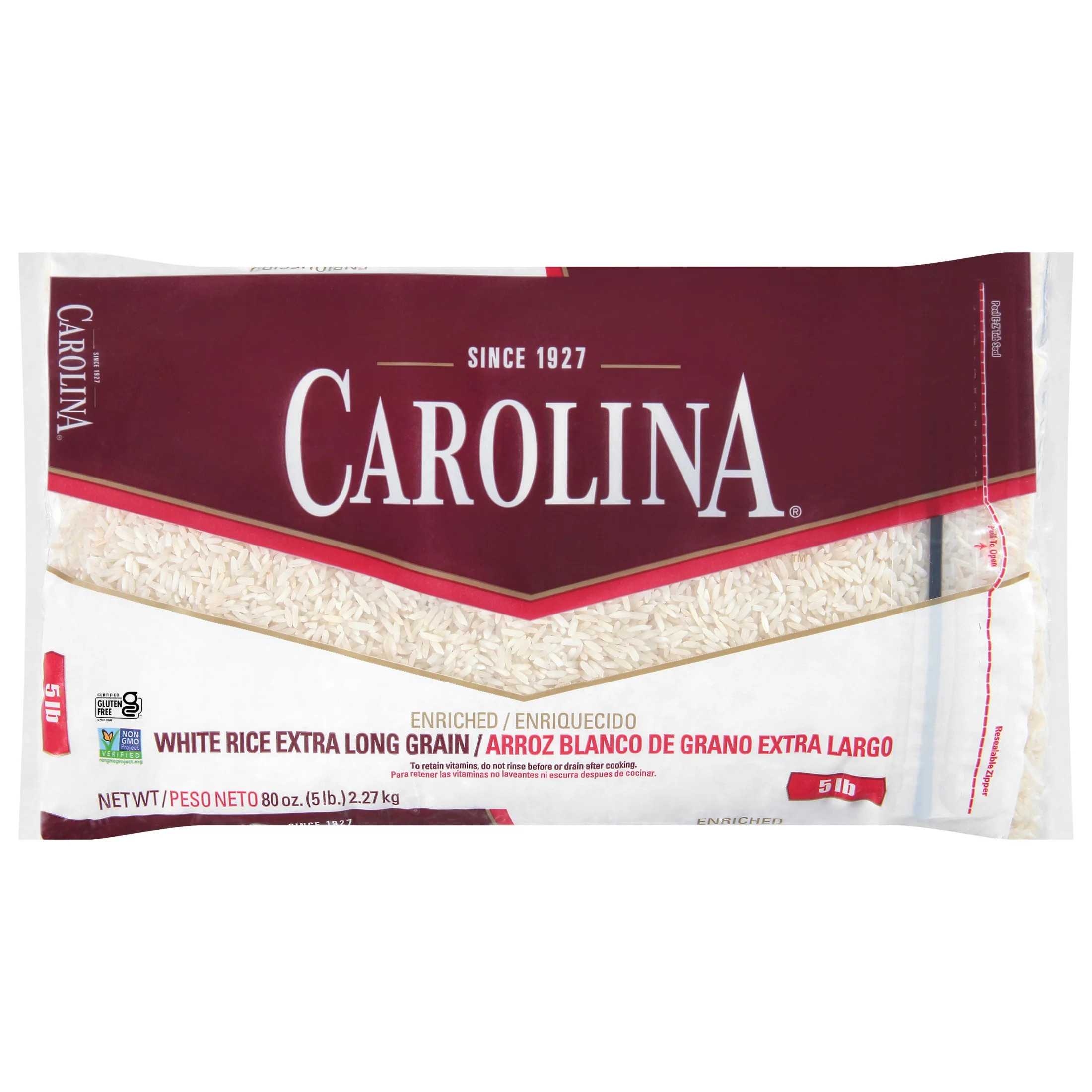 Carolina Enriched White Rice, Extra Long Grain Rice, Gluten Free, 5 lb Bag | Walmart (US)