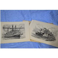 Vintage Pencil Drawing Prints River Boats 14x11 Ready For Framing Mississippi Paddle Nautical Decor | Etsy (US)