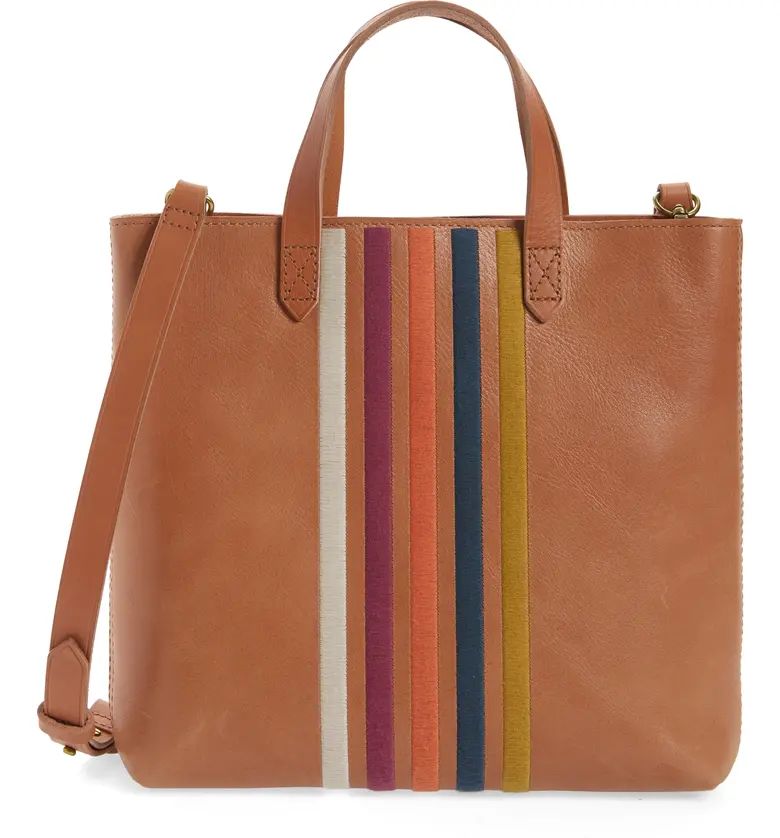 Madewell The Transport Stripe Embroidered Zip Top Crossbody Tote | Nordstrom | Nordstrom