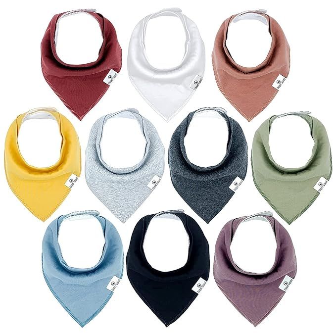 Diaper Squad 100% Organic Cotton Earthy Solid 10-Pack Baby Drool Bandana Bibs for Boys and Girls,... | Amazon (US)