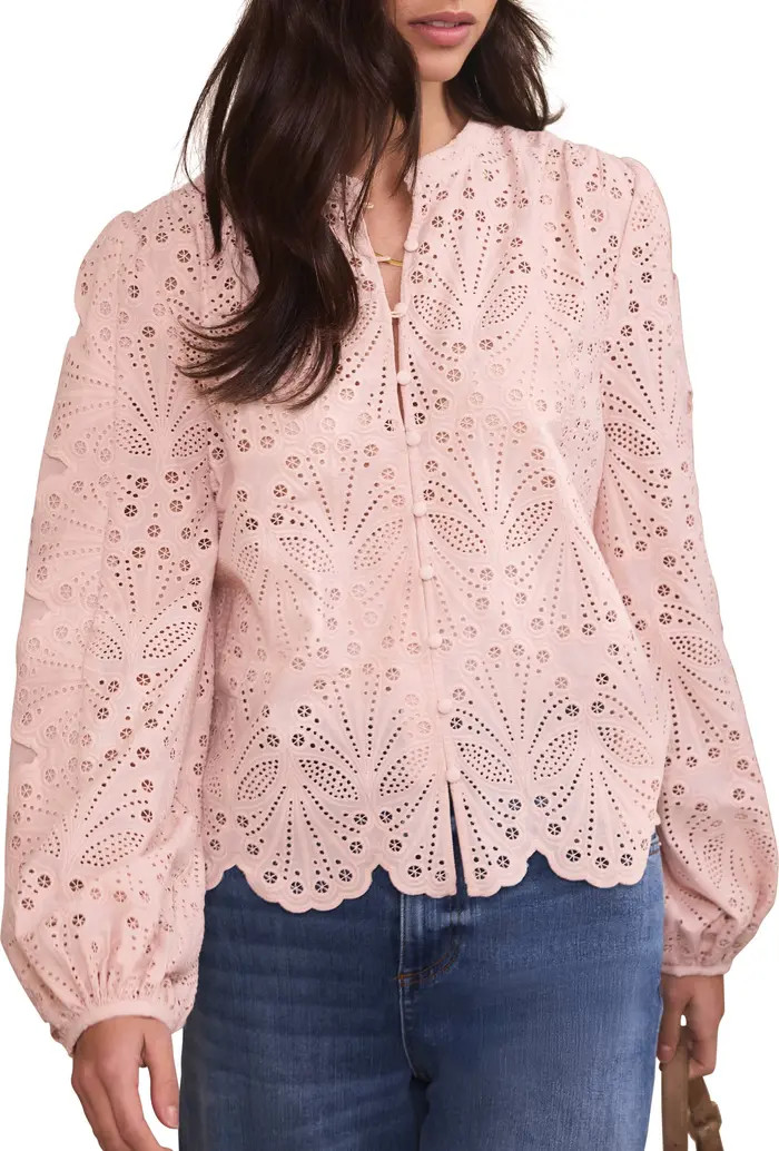 Cotton Broderie Detail Blouse | Nordstrom